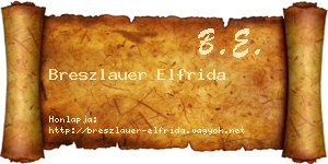 Breszlauer Elfrida névjegykártya
